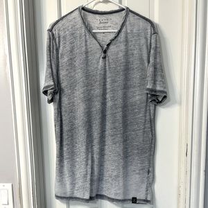 Lucky Brand Venice Burnout Notch Neck Tee, Gray, Size M